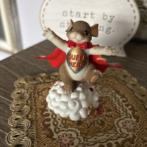 Charming Tails Mouse I Think You're Super‎ Red Cape Hero Fitz & Floyd Figurine